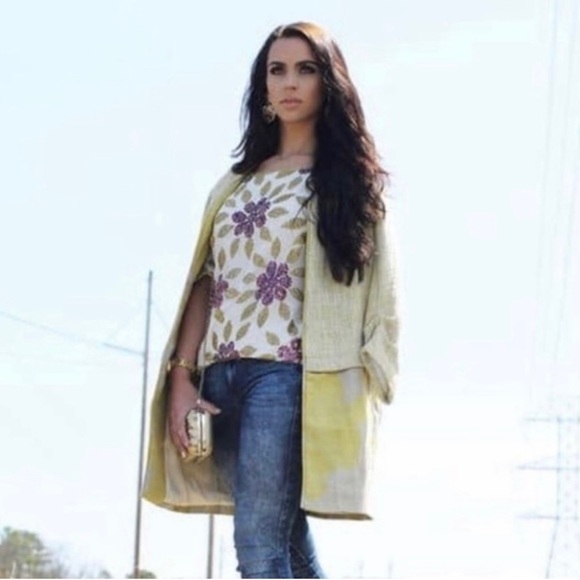 Zara Basic Yellow Open Front Coat Size M - Picture 1 of 7